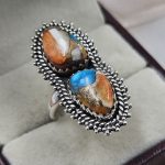 Spiny Oyster Turquoise 925 Sterling Silver Ring (REXT95-1)