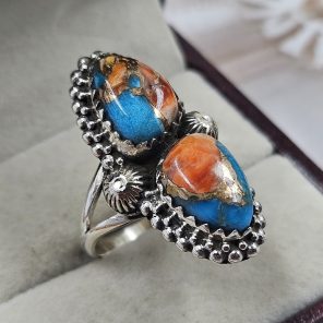 Spiny Oyster Turquoise 925 Sterling Silver Ring (REXT95-5)