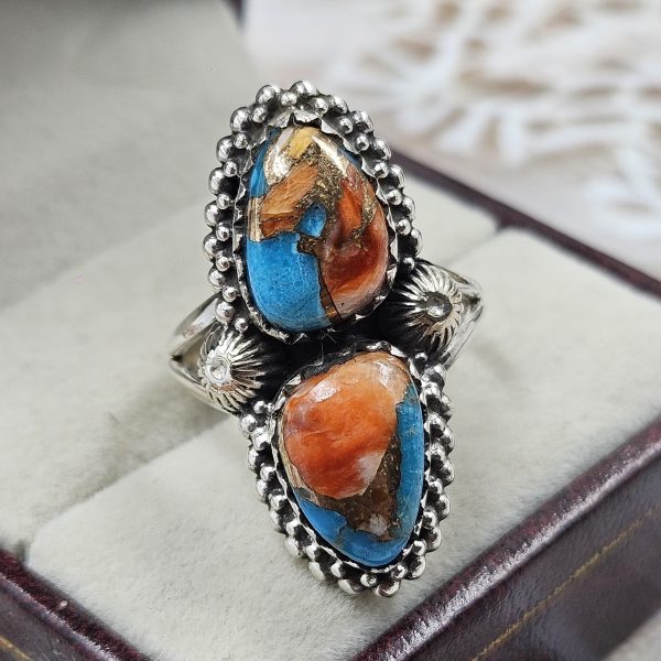 Spiny Oyster Turquoise 925 Sterling Silver Ring (REXT95-5) - Image 2