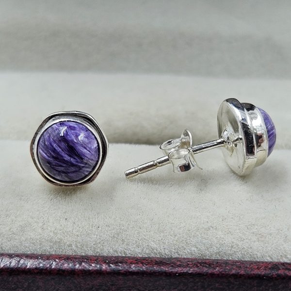 Charoite 925 Sterling Silver Stud Earring (REXT95-8) - Image 2