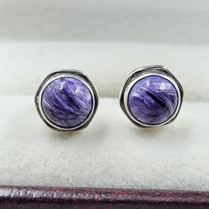 Charoite 925 Sterling Silver Stud Earring (REXT95-8)