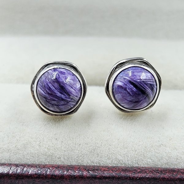 Charoite 925 Sterling Silver Stud Earring (REXT95-8)