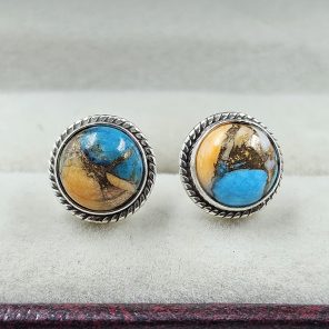Spiny Oyster Turquoise 925 Sterling Silver Stud Earring (REXT95-15)