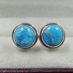 Mohave Turquoise 925 Sterling Silver Stud Earring (REXT95-13)