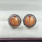 Sunstone 925 Sterling Silver Stud Earring (REXT95-14)