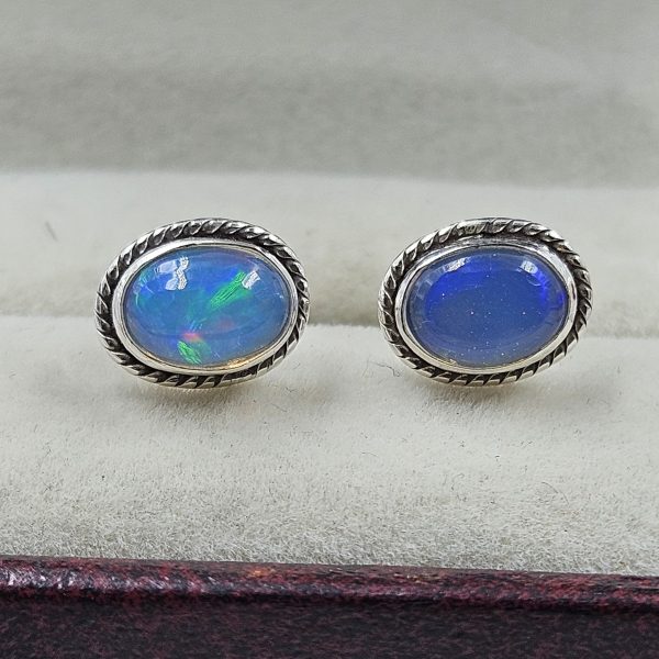 Ethiopian Opal 925 Sterling Silver Stud Earring (REXT95-10)