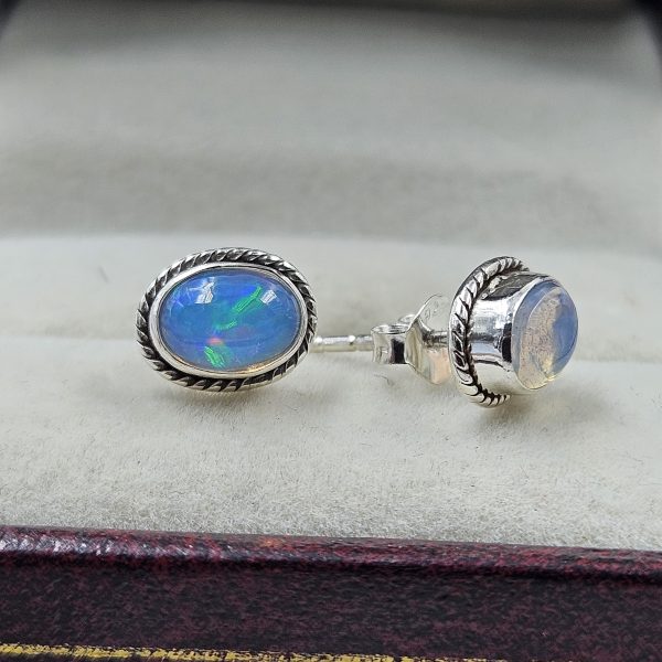 Ethiopian Opal 925 Sterling Silver Stud Earring (REXT95-10) - Image 2