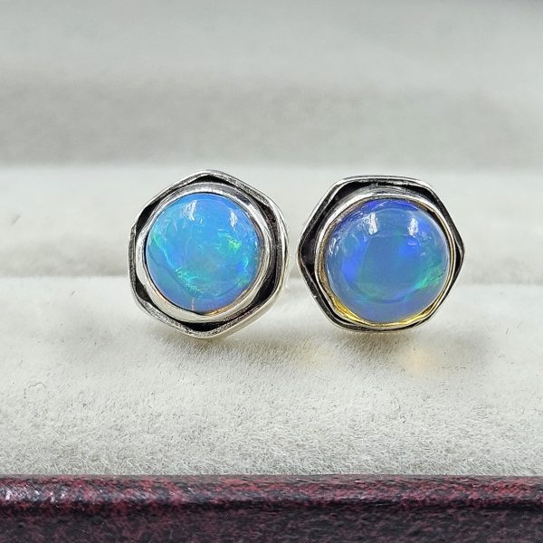 Ethiopian Opal 925 Sterling Silver Stud Earring (REXT95-9)