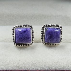 Charoite 925 Sterling Silver Stud Earring (REXT95-7)