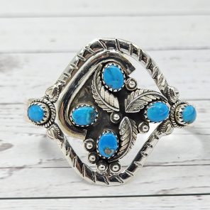 Kingman Turquoise 925 Sterling Silver Bangle Cuff (REXT97-4)