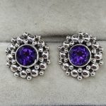 Amethyst 925 Sterling Silver Stud Earring (REXT96-5)