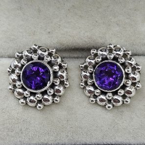 Amethyst 925 Sterling Silver Stud Earring (REXT96-5)
