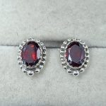 Garnet 925 Sterling Silver Stud Earring (REXT96-13)