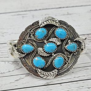 Kingman Turquoise 925 Sterling Silver Bangle Cuff (REXT99-2)