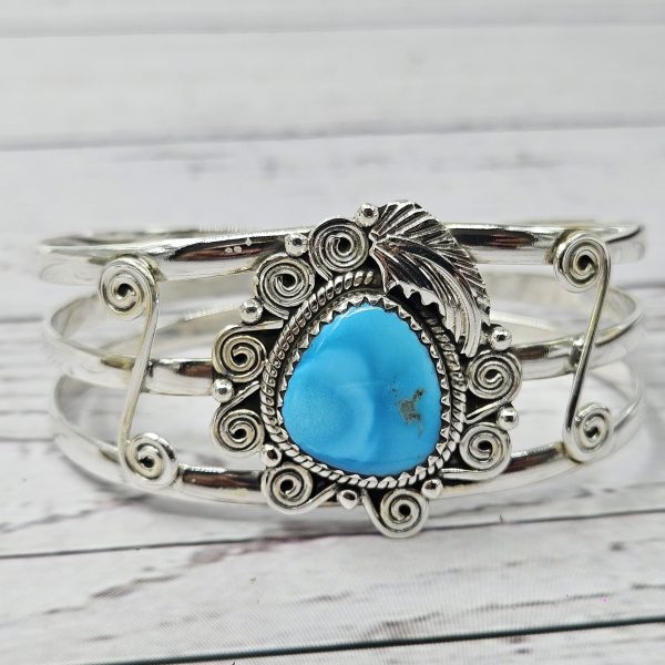 Arizona Turquoise 925 Sterling Silver Bangle Cuff (REXT98-1)