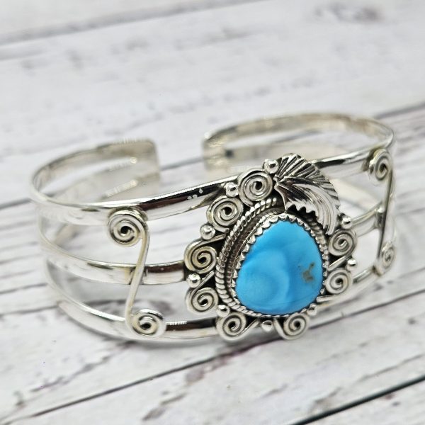 Arizona Turquoise 925 Sterling Silver Bangle Cuff (REXT98-1) - Image 2