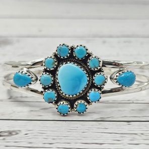 Kingman Turquoise 925 Sterling Silver Bangle Cuff (REXT99-5)