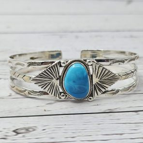 Arizona Turquoise 925 Sterling Silver Bangle Cuff (REXT100-2)