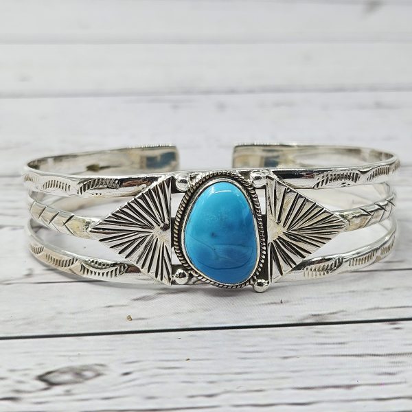 Arizona Turquoise 925 Sterling Silver Bangle Cuff (REXT100-2)