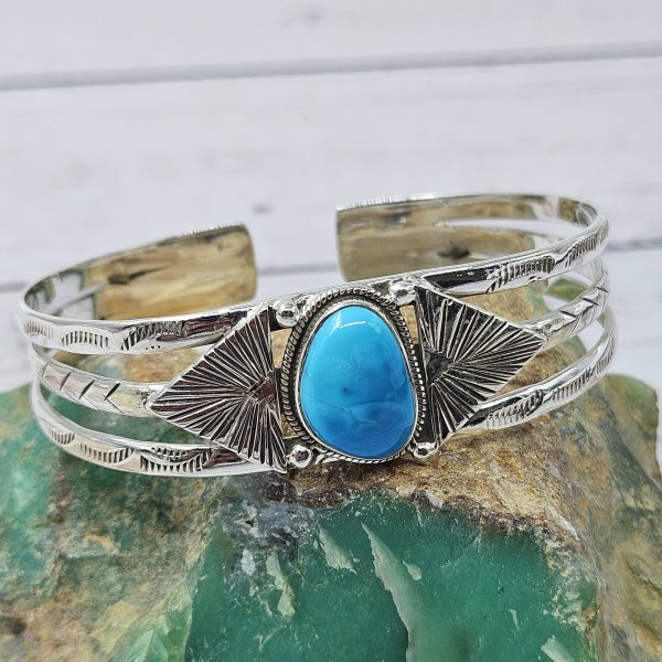 Arizona Turquoise 925 Sterling Silver Bangle Cuff (REXT100-2) - Image 2