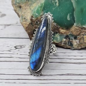 Labradorite 925 Sterling Silver Ring (REXT102-3)