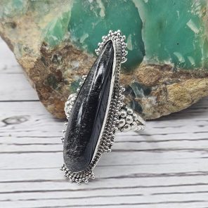 Silver Sheen Obsidian 925 Sterling Silver Ring (REXT104-3)