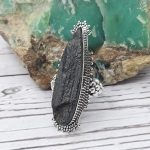Raw Black Tourmaline 925 Sterling Silver Ring (REXT103-3)