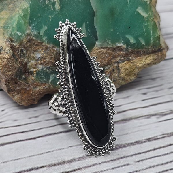 Black Onyx 925 Sterling Silver Ring (REXT104-1)