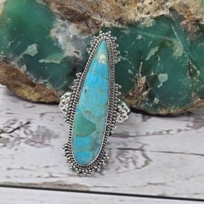 Mohave Turquoise 925 Sterling Silver Ring (REXT103-1)