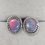 Aurora Opal 925 Sterling Silver Stud Earring (REXT56-160)