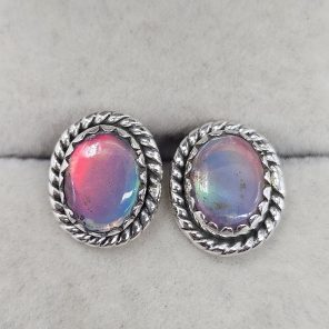 Aurora Opal 925 Sterling Silver Stud Earring (REXT56-160)