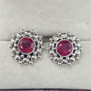 Ruby 925 Sterling Silver Stud Earring (REXT56-157)