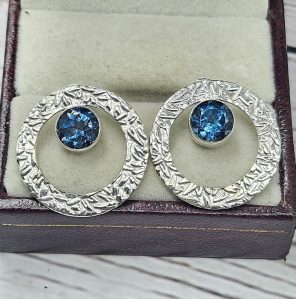 london Blue Topaz 925 Sterling Silver Stud Earring (REXT56-165)