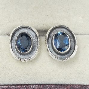 london Blue Topaz 925 Sterling Silver Stud Earring (REXT56-166)