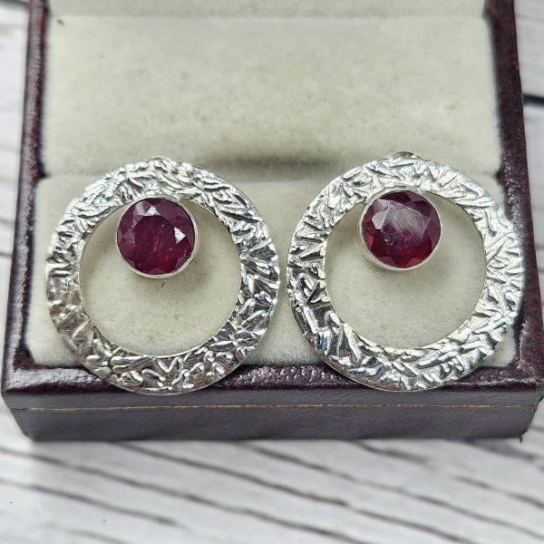 Ruby 925 Sterling Silver Stud Earring (REXT56-156)
