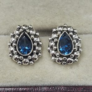 london Blue Topaz 925 Sterling Silver Stud Earring (REXT56-162)