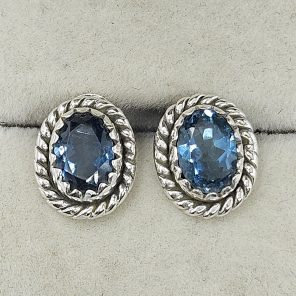 london Blue Topaz 925 Sterling Silver Stud Earring (REXT56-164)