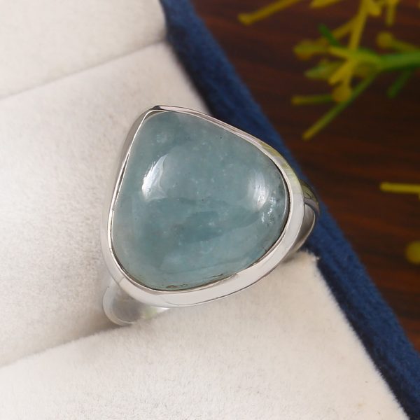 Aquamarine Size US 10 925 Sterling Silver Ring (REXT61-117)