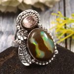 Galaxy Opal & Morganite Size US 7 925 Sterling Silver Ring (REXT76-235)
