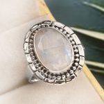 Rainbow Moonstone Size US 11 925 Sterling Silver Ring (RS105-770)