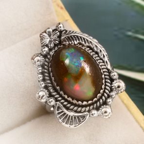 Galaxy Opal Size US 8 925 Sterling Silver Ring (REXT76-218)