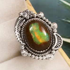 Galaxy Opal Size US 9 925 Sterling Silver Ring (REXT76-220)
