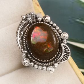Galaxy Opal Size US 9 925 Sterling Silver Ring (REXT76-221)