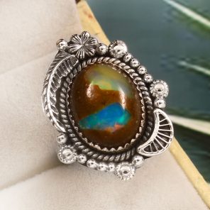 Galaxy Opal Size US 9 925 Sterling Silver Ring (REXT76-222)