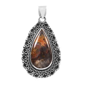 Copper Chrysocolla 1.5â€³ 925 Sterling Silver Pendant (RS5-39)