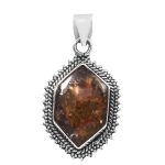Copper Chrysocolla 1.5â€³ 925 Sterling Silver Pendant (RS5-40)