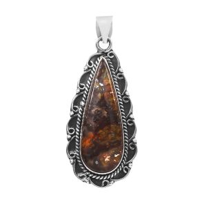 Copper Chrysocolla 1.5â€³ 925 Sterling Silver Pendant (RS5-42)