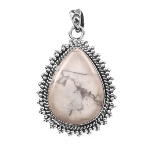Howlite 1.5â€³ 925 Sterling Silver Pendant (RS61-398)