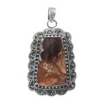 Plum Root Agate 1.5â€³ 925 Sterling Silver Pendant (RS61-374)