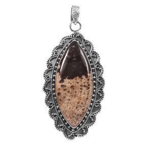 Plum Root Agate 2â€³ 925 Sterling Silver Pendant (RS61-375)